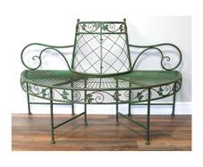 Tree Bench Half Round Green Ornate D11688