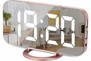 Digital Clock Large Display, LED Electric Alarm Clock Mirror Surface for Makeup with Diming Mode, 3 Levels Brightness, Dual USB Ports Modern Decoration for Home Bedroom Decor (MULTIPLE COLOURS)