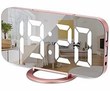 Digital Clock Large Display, LED Electric Alarm Clock Mirror Surface for Makeup with Diming Mode, 3 Levels Brightness, Dual USB Ports Modern Decoration for Home Bedroom Decor (MULTIPLE COLOURS)