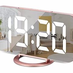 Digital Clock Large Display, LED Electric Alarm Clock Mirror Surface for Makeup with Diming Mode, 3 Levels Brightness, Dual USB Ports Modern Decoration for Home Bedroom Decor (MULTIPLE COLOURS)