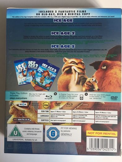 Ice Age (Blue Sky Studios) 2002-2012 (Movies 1-4) [Blu-ray 4x Animated Movies]