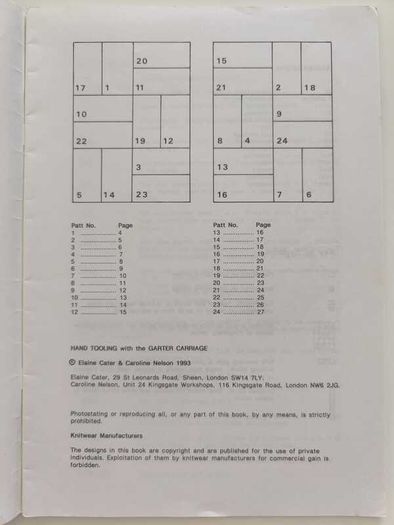 Hand Tooling With Brother Garter Carriage.  Knitting Pattern Book
