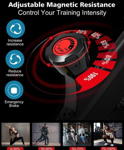 Exercise Bike Magnetic Resistance Indoor Cycling Bike with 26lb Flywheel, Pulse Sensor, Adjustable Saddle Handlebar and Emergency Brake, Silent Stationary Bikes for Home (FREE POSTAGE)