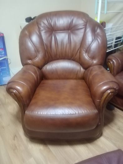 Pair of leather armchairs