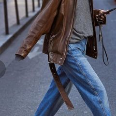 oversized brown leather jacket vintage
