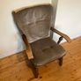 Elegant Vintage Upholstered Armchair | Solid Wood Frame Image 2
