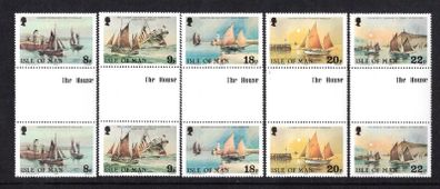 1981 Isle of Man Centenary of Royal National Mission to Deep Sea Fisherman Commemorative Stamps Gutter Pairs Mint Never Hinged (MNH)