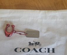 Coach Bag Charms/Tags / Silver & Red Metal/NEW