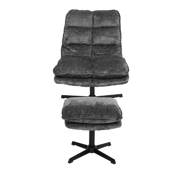 Savona Light Grey Ergonomic Swivel Armchair with Ottoman