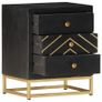 Bedside Cabinet Black and Gold 40x30x50 cm Solid Mango Wood Image 5