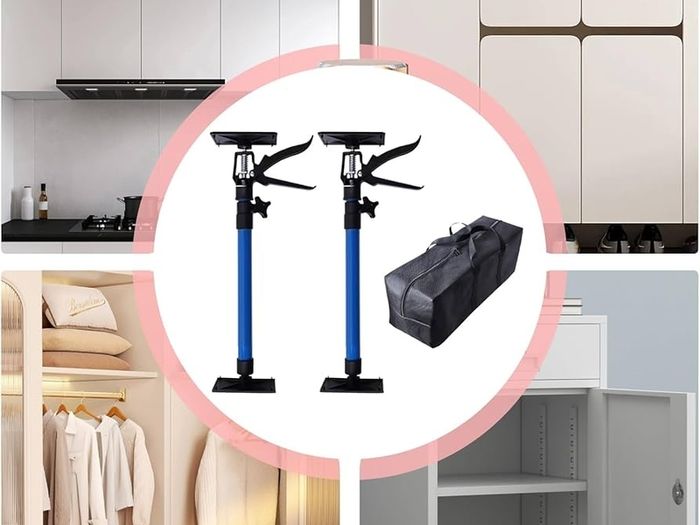 Cabinet Lifter - Adjustable from 48 to 114 cm Third Hand | 30 kg Load Capacity Work Easier Levelling Bar Lift Bracket for Electrical Appliances Construction Fridge Awning