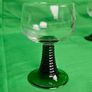 Set of eight antique Luminarc France glasses with green, ribbed stems Image 6