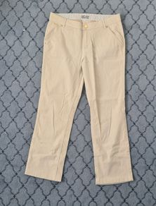 Cream and White Stripped Straight Leg Jeans from Per Una size 12