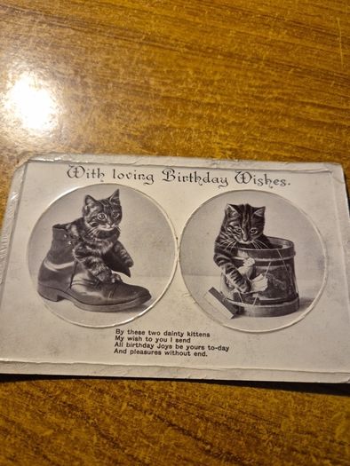 Vintage Old Birthday Postcard.