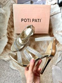 Poti Pati gold rhinestone embellished high heels  Size 36