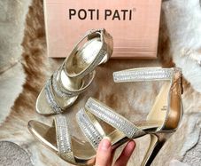 Poti Pati gold rhinestone embellished high heels  Size 36