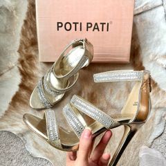 Poti Pati gold rhinestone embellished high heels  Size 36