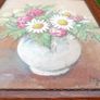 Vintage Vase of Flowers, original Oil on Canvas, signed  framed, 13,5" x 11,5" Image 5
