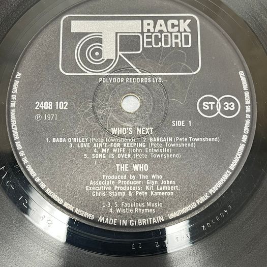The Who - Who's Next - 1971 First Press 2408 102 - VG