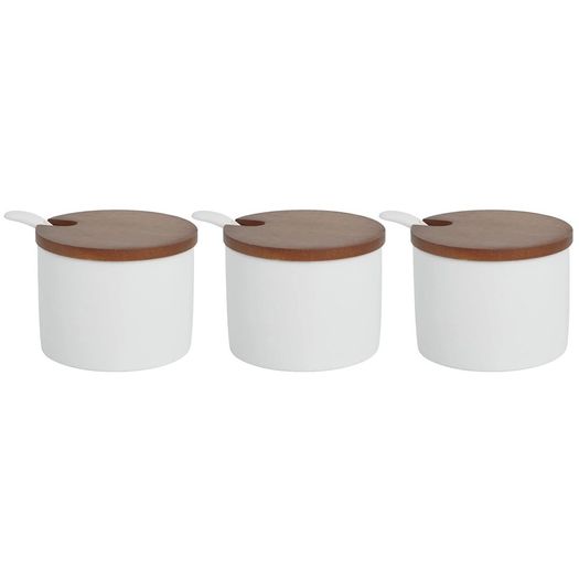 Brand New HASAYAKI Condiment Jars, Set of 3 Porcelain Seasoning Jars,
