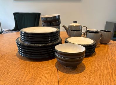 Denby 28 piece Set - Jet Range - stripes & grey mix