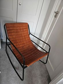 Pair of Leather & Metal Rocking Chairs