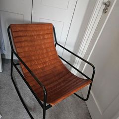 Pair of Leather & Metal Rocking Chairs