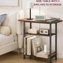 Sofa Side Table for Living Room, Narrow Side Table, 3-Tier End Table for Small Spaces with Wide Storage Tabletop, Slim Nightstand for Bedside, Bedroom, Couch, Rustic Brown Image 4