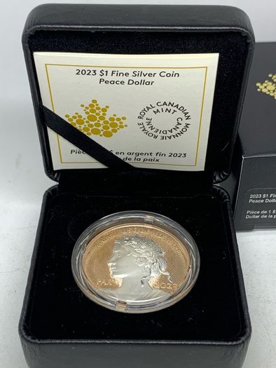 Canada 2023 Silver Peace Dollar Selective Rose Gold Plating