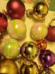 mixture of Christmas decorations