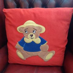 Large red teddy cushion