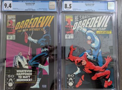 Daredevil Issue 288 and 290 CGC 9.4 Bullseye Certified Graded Comic Framed DC Marvel