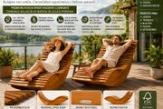 Set of 2 Acacia Wood Rocking Garden Loungers FSC Certified Ergonomic Relaxation Chairs