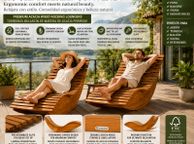 main image for ad Set of 2 Acacia Wood Rocking Garden Loungers FSC Certified Ergonomic Relaxation Chairs