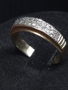 Vintage 9ct Gold Diamond Set Ring Fully Hallmarked London Size 54