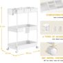 Storage Trolley 3-Tier Rolling Utility Cart Slide Out Shelving Organization Shelf for Laundry Bathroom Kitchen with Small Containers & Hooks White (FREE POSTAGE) Image 5