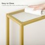 Gold Console Table for Hallway Slim, 100 cm Tempered Glass Sofa Table, Slim Hallway Table, Glass Console Table, Modern Display Table for Living Room, Entryway, Metal Frame Image 8