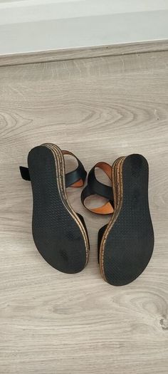 Gabor Black Wedge Sandals, size 5