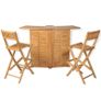 3 Piece Bistro Set with Folding Chairs Solid Teak Wood Image 9