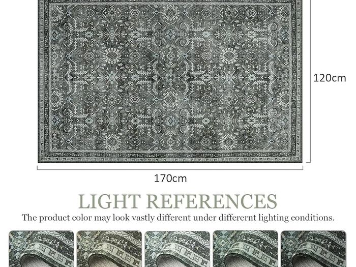 Rugs Living Room 120x170cm, Machine Washable Rug Vintage Boho Green Carpet, Non Slip Soft Low Pile Area Rugs for Bedroom Dining Room Office Lounge