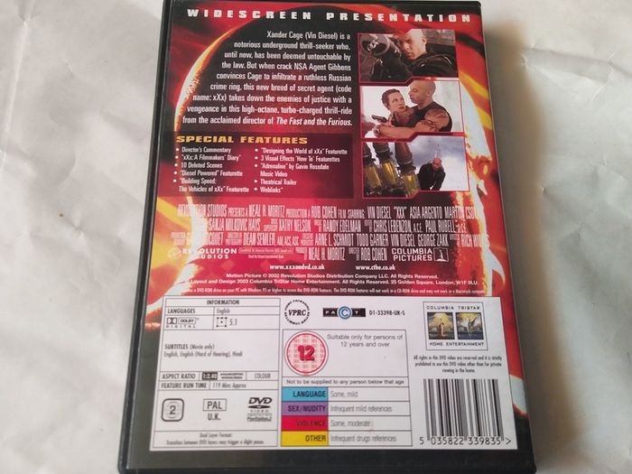 Vin Diesel XXX Dvd