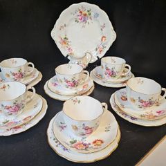 Vintage Royal Crown Derby China "Derby Posies" Bone China Tea Set