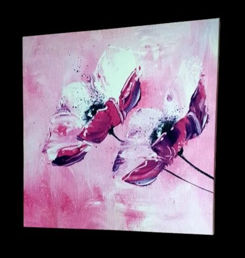 Brand New Abstract Pink Floral Canvas Art