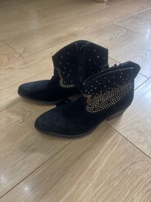 Black Genuine Leather Ankle Boots 36