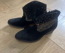 Black Genuine Leather Ankle Boots 36