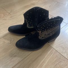 Black Genuine Leather Ankle Boots 36