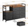 Chest of Drawers Bedroom, 8 Fabric Drawers, Retro Color, 30x132x88cm Contains 2 USB & 2 AC Ports Sockets, Storage Dresser with 8 Fabric Drawers Suitable for Bedrooms, Living Rooms Image 7