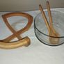 Vintage Beechwood stand, servers and Glass Salad bowl Image 6