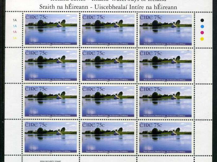 2006 Ireland Inland Waterways Commemorative Stamp Sheetlet Plate 1A1A1A1A Mint Never Hinged (MNH)