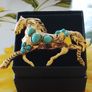 Equestrian Turquoise stone brooch Image 2